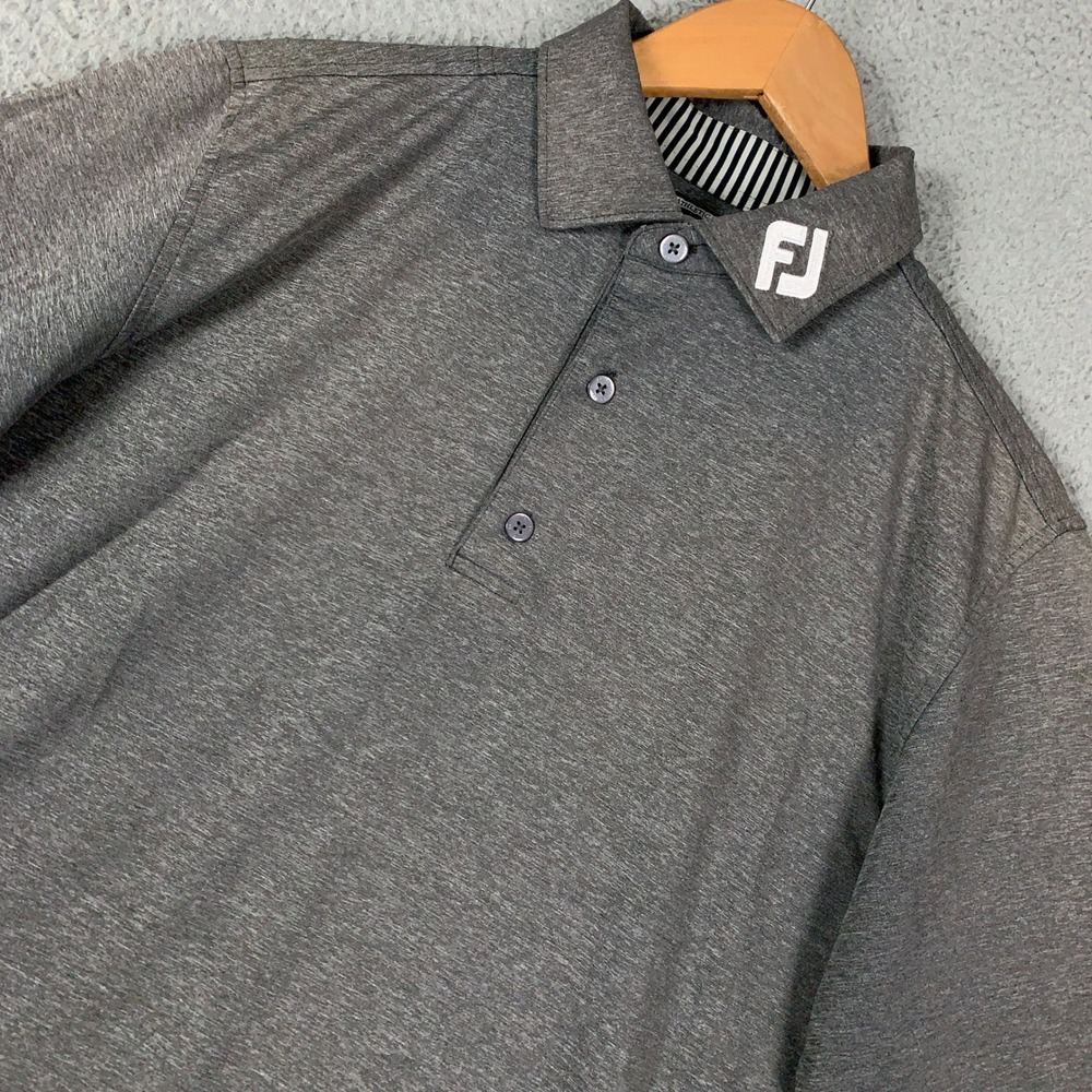FootJoy Golf Polo Shirt Men's Medium M Gray Athletic Fit Lisle Heather FJ Collar